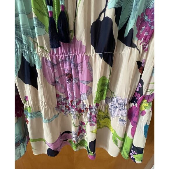 Trina Turk Silvery Floral Tiered Shift Dress Small - Picture 7 of 14